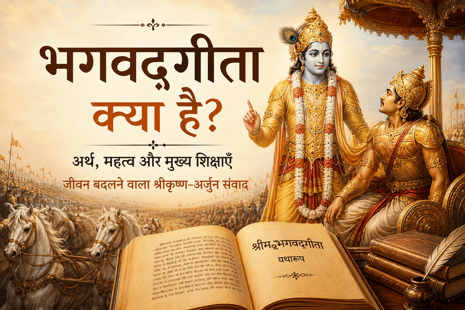 Bhagavad Gita क्या है? जानिए श्रीमद्भगवद्गीता का अर्थ, महत्व और मुख्य शिक्षाएँ